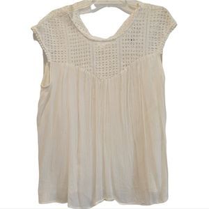 IT GIRL Sleeveless Ivory Blouse with Embroidery Trim NWT
